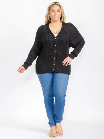Beth Black Cardigan Plus