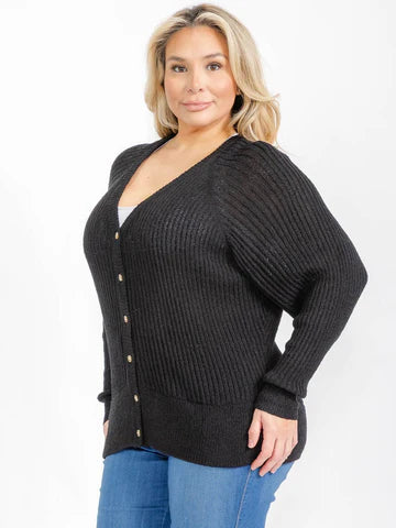 Beth Black Cardigan Plus