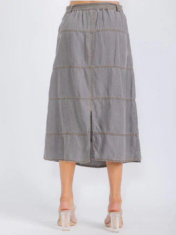 Chelsea Gray Wash Midi Skirt