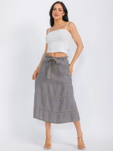 Chelsea Gray Wash Midi Skirt
